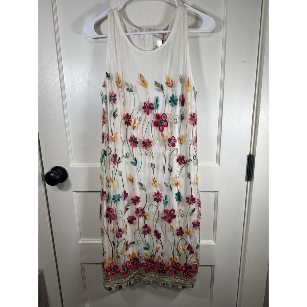 Esqualo Embroidered Floral Dress, New W/Tags, Sz 6, Brunch, Garden Party, Preppy